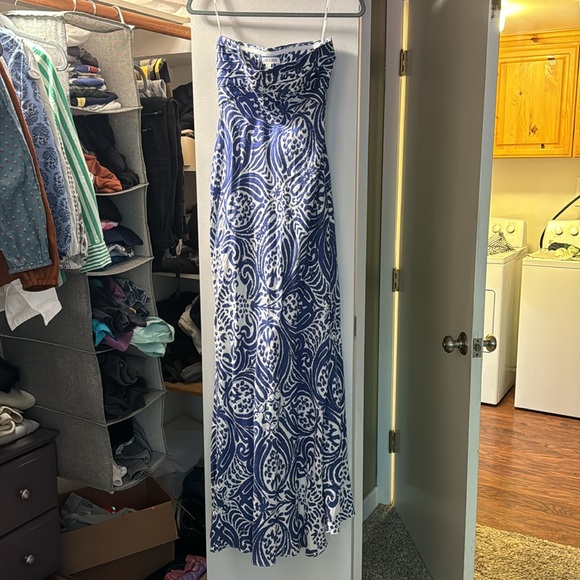 Shona Joy Pombeline Linen Strapless Corded Maxi Dress - Picture 3 of 5